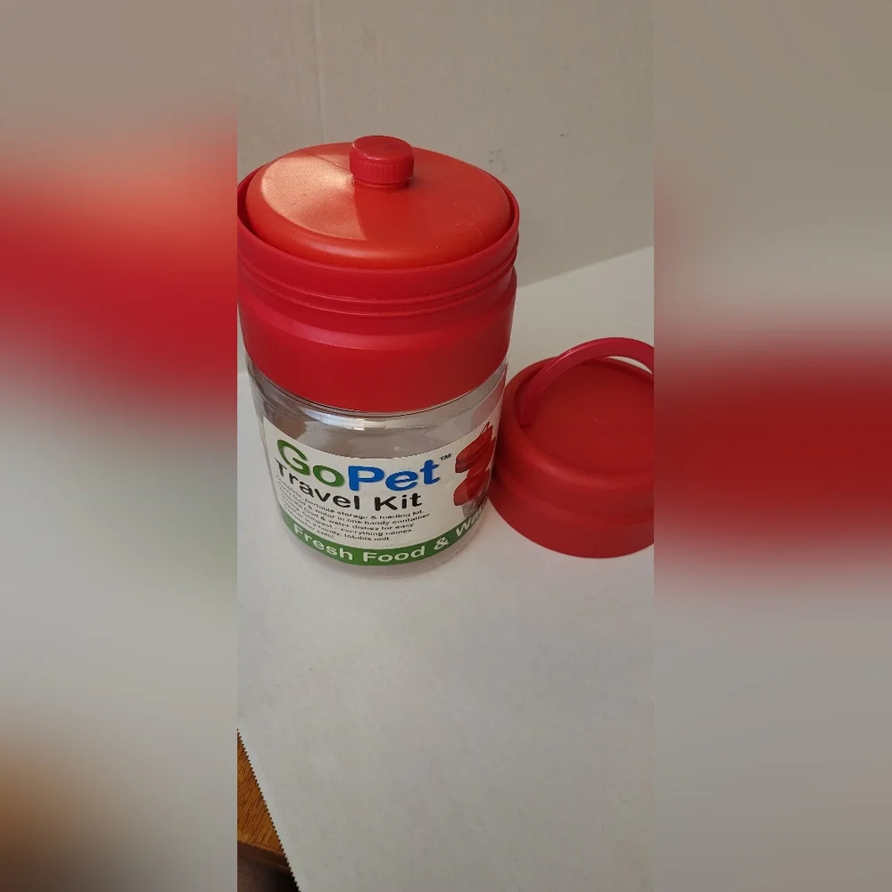 Go Pet Travel food and water Bowl Bowls Kit container Red Clear